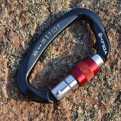 25KN Aluminum D-Shape Carabiner Screw Locking Hook Rock Climbing Caving Rescue • $9.66