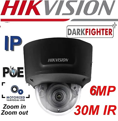 6MP DS-2CD2765G0-IZS Black Hikvision Motorized 2.8-12mm Dome IP POE CCTV Camera • £79