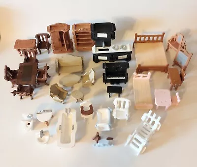 Mini Dollhouse Furniture Lot Of 34 Pcs 3D Puzzle Wood Pre-owned Pre Painted • $14