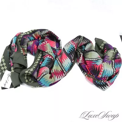 $9.99 • Buy HUGE Searle Green Pink Multi Southwestern Aztec Print 83” Shawl Wrap Scarf #10