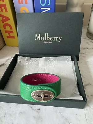 £160 Auth Mulberry Bayswater Leather Bracelet Bright Grass Green New +Gift Box • £75