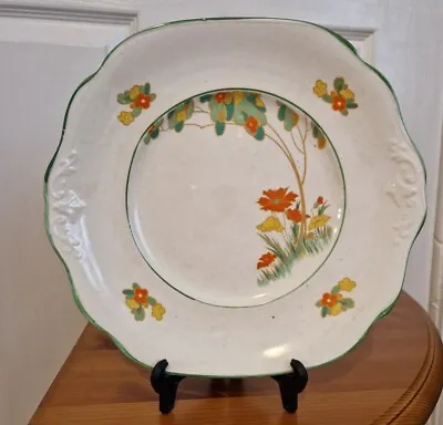 Art Deco H K Tunstall Square Serving Plate Bread Cake Plate Floral Design • £11