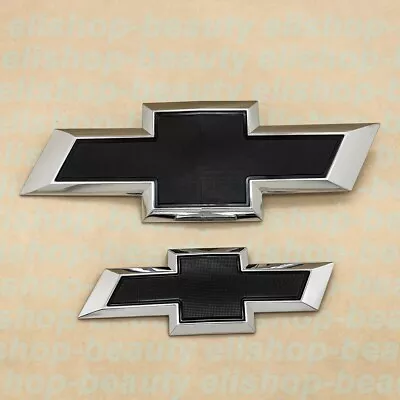 NEW 2015-2020 Chevrolet Tahoe Suburban Front & Rear Chrome Black Bowtie Emblems • $65.85