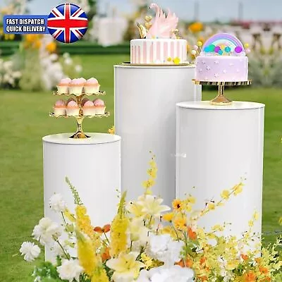 3X Metal Plinth Cylinder Dessert Pedestal Wedding Cake Flower Display Stand Rack • £81.99