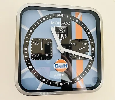 ****L@@K **** GENUINE & RARE TAG Heuer MONACO - GULF RACING DEALER WALL CLOCK • £599