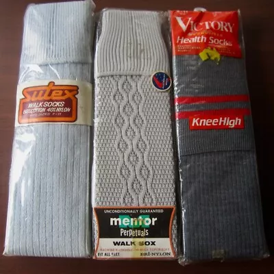 3 Pair Vintage Mens Walk Socks Retro New Cotton Nylon Wool 1970s Costume Theatre • $16.31