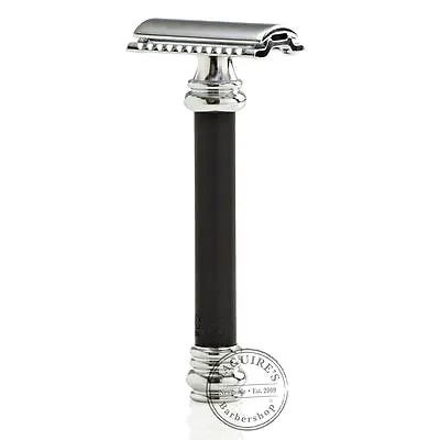 Merkur 38C Barber Pole HD Double Edge DE Safety Razor - Black - Long Handle • £53.99