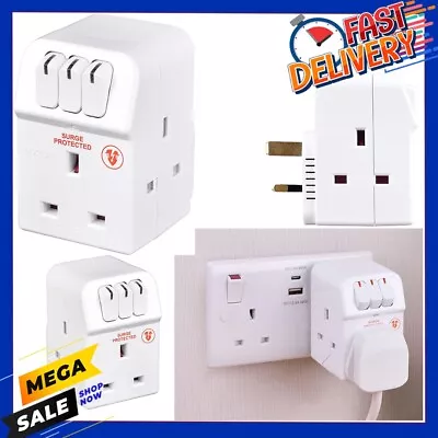 Masterplug MSWG3 Three Socket Surge Protected Adaptor With Individual Switches • £12.76