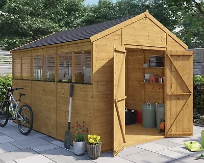 Wooden Garden Shed Apex Roof Outdoor Storage T&G 10x8 - 20x10 Expert Workshop • £2246