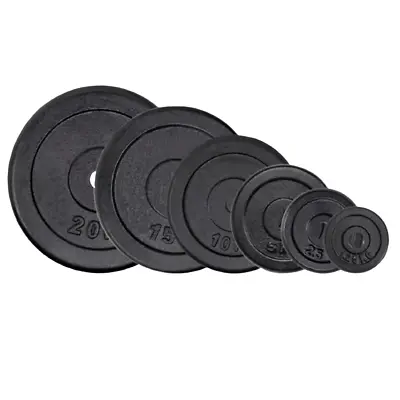 Cast Iron Black Weight 1 Inch Plate 2.5KG 5KG 7.5KG 10KG 15KG 20KG Gym • £47.99