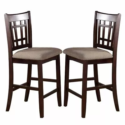 Set Of 2 Dark Rosy Brown Soild Wood With Upholstered Seat Counter Height Chairs • $199.99