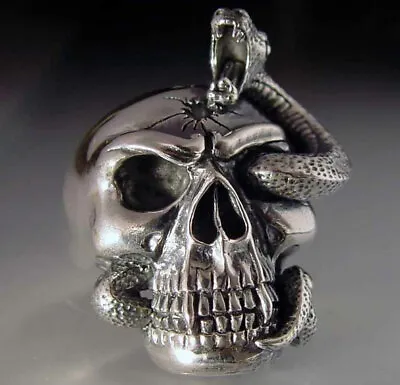 Stainless Snake Skull Biker Ring Mc Custom Sized Handmade Reptile Occult R-32ss • $40