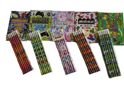 12 X Childrens  A6 Puzzle Colouring Books & 12 Pencils Party Bag Fillers • £5.99