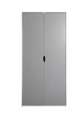 2 Door Double Wardrobe White & Grey Bedroom Furniture Cupboard Storage Wardrobe • £112.99