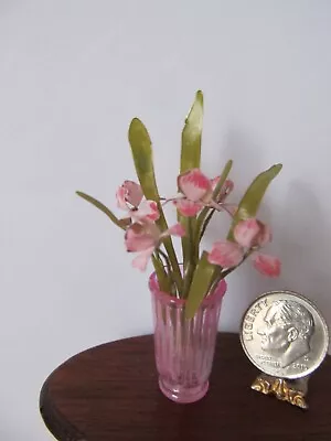 Artisan Iris Vase Flower Arrangement Enamel Wired Cloisonné  Dollhouse Miniature • $39