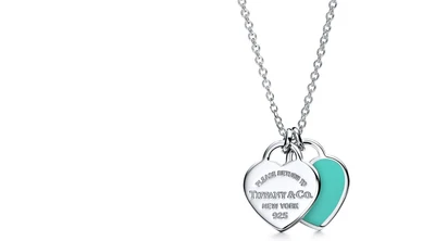 £100 • Buy Tiffany Mini Double Heart Necklace Pendant Blue Enamel Sterling Silver 925