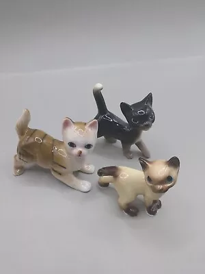 Vintage Miniature Porcelain Cats Tabby Black Chocolate Siamese Hagen Renaker?  • $3.25