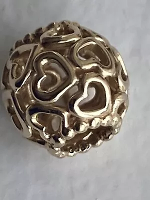 Genuine Pandora 14ct Solid Gold Openwork ‘open Your Heart’ Charm G585 ALE In Box • £165
