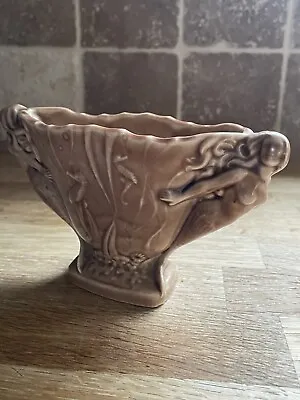 Vintage Wade Pottery Small Brown Vase Mythical Mermaid & Sea Horse • £16