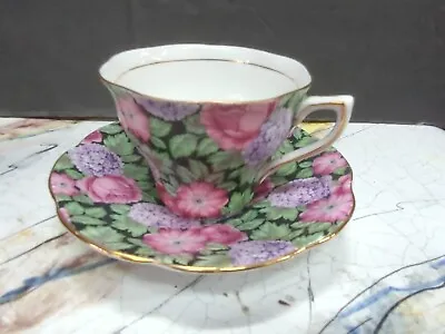 Rosina Chintz China Pink  Roses & Lavender Floral Cup & Saucer • $24.99