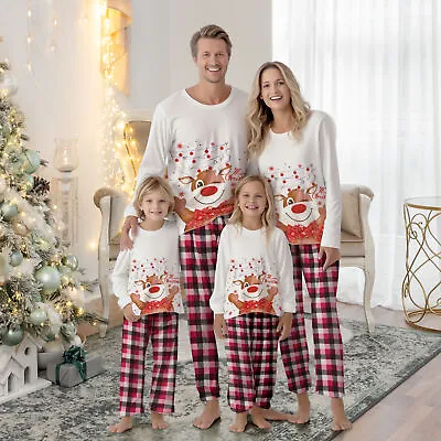 UK Family Matching Christmas Pyjamas Adult Kids Xmas Nightwear Pajamas Pjs Set • £8.59