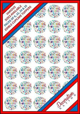 35 X National Nurses Day Edible Wafer Cupcake Cake Toppers 6 15 24 Nurse Doctor • £6.49