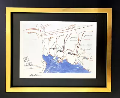 Leroy Neiman +  Concorde Drawing Paris + Circa 1970's + Signed Print Framed • $139