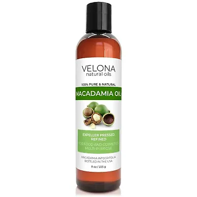 $11.19 • Buy Macadamia Nut Oil By Velona - 8 Oz Refined Expeller Pressed Skin, Hair Body Face