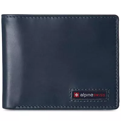 Alpine Swiss Mens Commuter RFID Bifold Wallet 2 ID Windows Divided Bill Section • $14.99