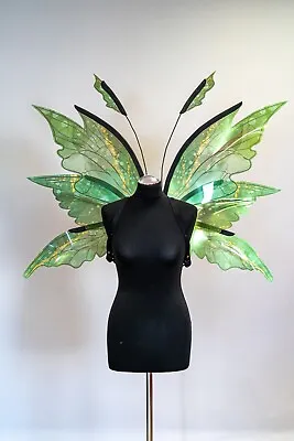 Green Fairy Wings Costume For Adult Butterfly Elf  Cosplay Iridescent Halloween • $159.90