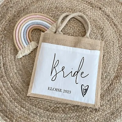 £10.44 • Buy Personalised Bridesmaid Gift Bags Bride Beach Tote Honeymoon Wedding Thank You