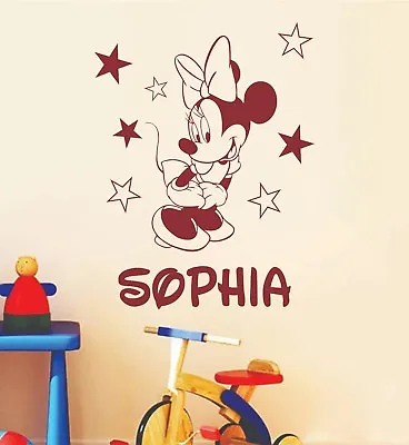 Minnie Mouse Personalised Girl Name Disney Decorative Vinyl Wall Sticker Decal • $22.97