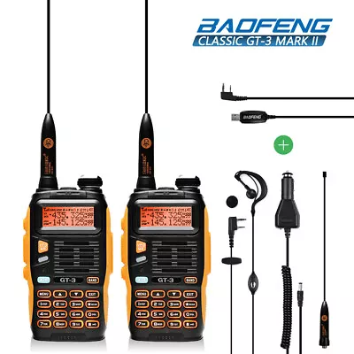 2x Baofeng GT-3 MKII 2m/70cm Transceiver Ham Two-way Radio Transceiver + Cable • $58.49