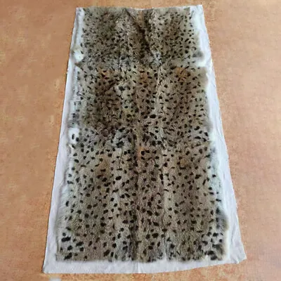 Real Rabbit Fur Throw Luxury Leopard Printed Blanket Skin Fur Leather 1.8'x3.6' • $37.99