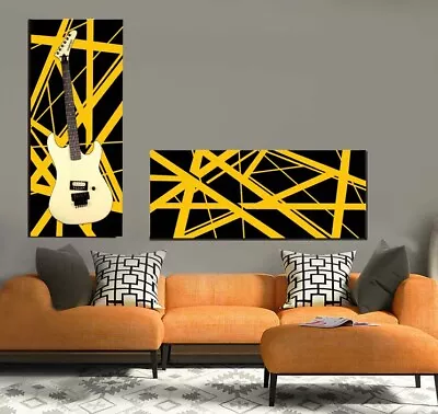 Wall Art Guitar Display Décor Panes Abstract Stripes Iconic Rock 80's • $74.99