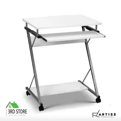 Artiss White Office Computer Desk Study Metal Student Table Pull-Out Tray Mobile • $55.80