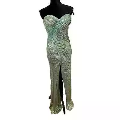 NWT La Femme Aqua Strapless Sequin Formal Dress Sz 6 • $54.68