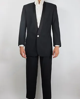 Gianni Versace Tuxedo Suit 46 US 36 One Button Black Jacket Pants Vintage 80s • $749.99