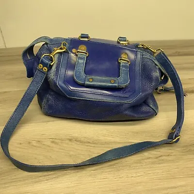 J.W. Hulme Vintage Leather Satchel Crossbody Bag Purse USA Blue Womens • $74.40
