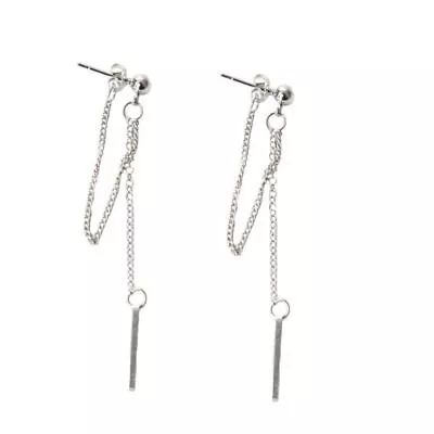 Fashion Long Chain Earrings Jewelry Decor Kpop Double Chain Drop Earrings • £2.96