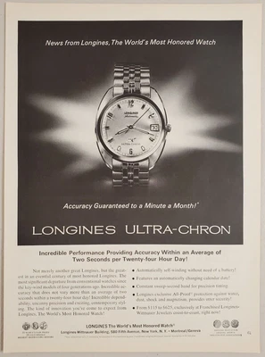 £14.78 • Buy 1968 Print Ad Longine's Men's Ultra-Chron Wrist Watches Wittnauer New York,NY