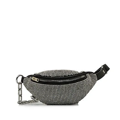 Authenticated Alexander Wang Rhinestone Attica Black Mesh Fabric Belt Bag • $768.68