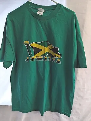 Jamaica Green Flag Mens T-shirt 100% Cotton Size XL Early 2000s Made In Mexico • $18.50