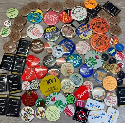 Collectible Vintage 80s/90s Huge Lot Of Pin Back Buttons Different Sizes & Types • $49.99