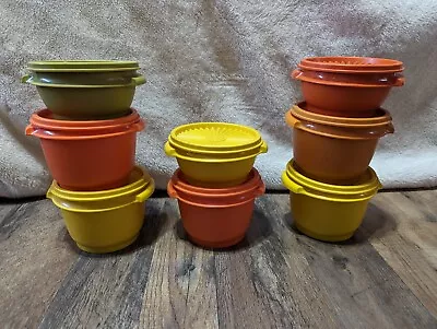 Vintage 16 Pc Tupperware Servalier Bowls Canisters Lid Yellow Brown Orange • $19.95