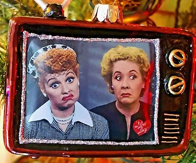  I Love Lucy  TV Set Lucy & Ethel Glass Ornament By Kurt Adler 3.5” Christmas • $22.50