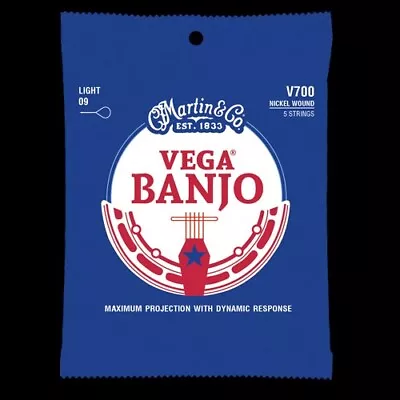 New Sealed Martin Vega Banjo V700 Nickel Wound 5 Strings Light 09 (FVS018337) • $9.99