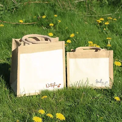 £8.99 • Buy Personalised Jute Bag Butterfly Lunch Tote Bag Kids Adults Back To School Work