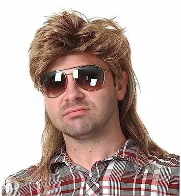 Mullet Wigs For Men Cosplay Wig Medium Brown • $17.21