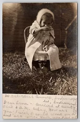 RPPC Cute Little Girl Laughing Miller Family Michigan City Indiana Postcard A49 • $16.95